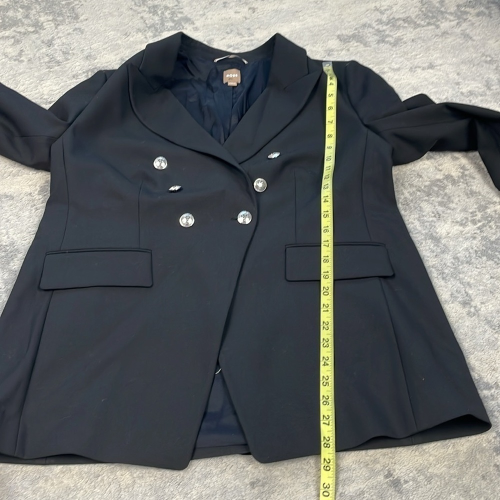 New BOSS Hugo Boss Jelary Double Breasted Blazer Jacket Business Black Sz 12 - Picture 12 of 15